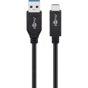 USB cable Wentronic 41074 USB 3.2 Gen 2 1 m USB A USB C Black