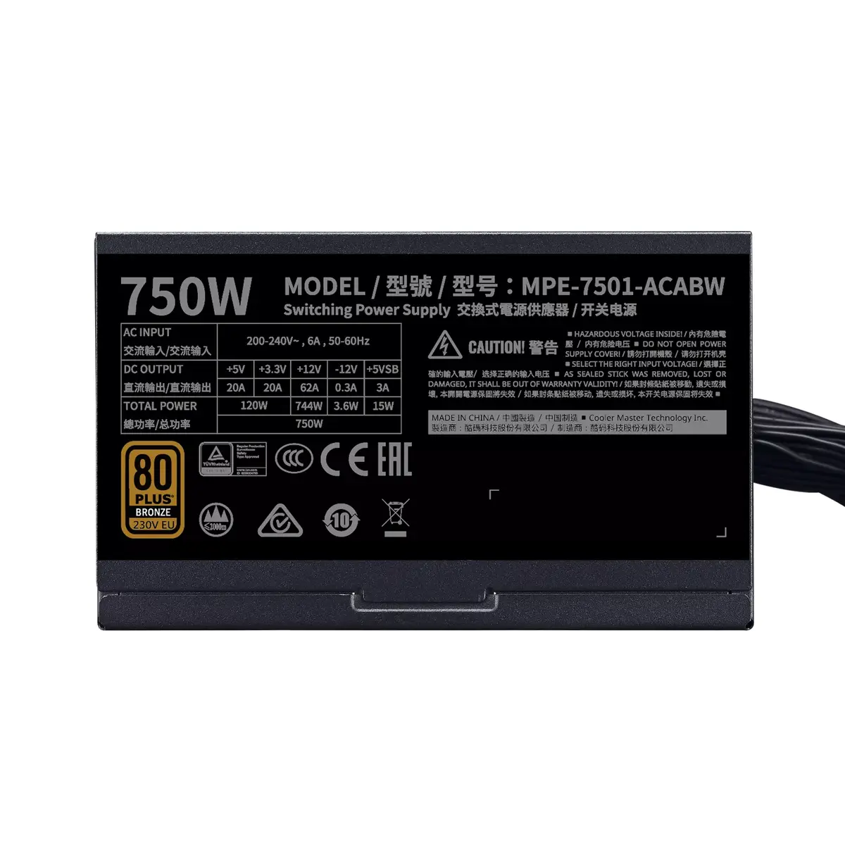 Блок питания Cooler Master MWE 750 Bronze Photo 3