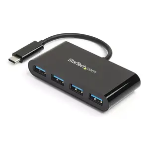 USB‑C хаб StarTech HB30C4AB на 4 порта USB 3.0 — USB‑C на 4× USB‑A, 5 Гбит/с, без питания от сети, чёрный