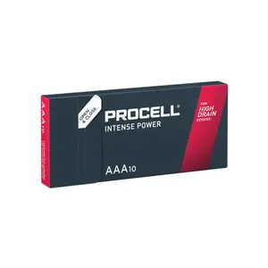 Alkaline AAA (LR03) battery Procell 1.5V INTENSE POWER — high-drain, pack of 10