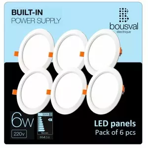 Apaļš LED panelis 6W 3000K bousval-electrique DWN-6WW-SET-6 — uz virsmas/iepogājams, silti balts
