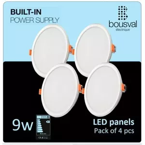 Round LED Panel 9W 3000K bousval-electrique DWN-9WW-SET-4 — recessed ceiling light 9 W, warm white 3000K
