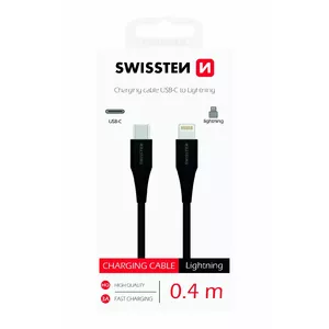 Swissten Basic Universāls Quick Charge 3.1 USB-C uz Lightning Datu un Uzlādes Kabelis 0.4m Melns