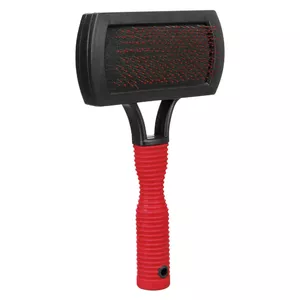 Brush Trixie 2301 rubber grooming brush for cats and dogs, ergonomic anti-slip handle, red/black