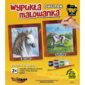 MIRAGE Dwupak Konie Arab -Shire wypukla malowank