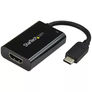 USB‑C uz HDMI 2.0 adapters StarTech — 4K@60Hz, 60W PD caurlaide, saderīgs ar Thunderbolt 3, melns