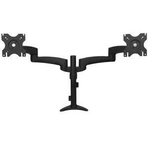 Desk-mount dual monitor arm StarTech ARMDUAL — articulating, clamp mount, max 13.6 kg, VESA 75×75–100×100, fits 12"–24" screens