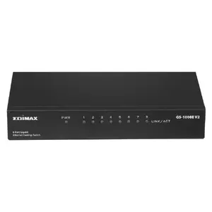 Unmanaged Gigabit Ethernet Switch EDIMAX GS-1008E V2 — 8x RJ-45 10/100/1000, 16 Gbit/s, 5V, Black