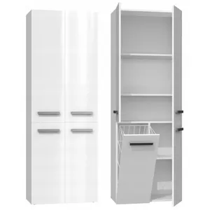 Шкаф для ванной Topeshop NEL 1K DD BPOŁ Белый 5 полок 600x300x1740 мм