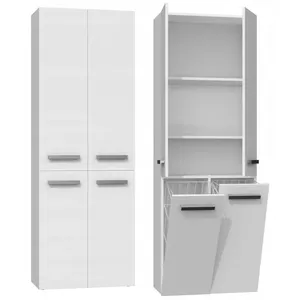 Шкаф для ванной top e shop NEL 2K DD BIEL — напольный, 600×300×1740 мм, 3 полки, белый