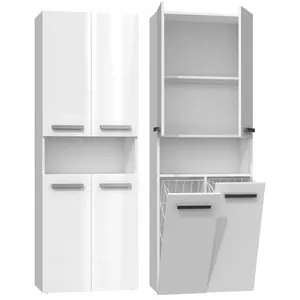 Шкаф для ванной top e shop NEL 2K DK BPOŁ — напольный, 3 полки, 600×300×1740 мм, белый