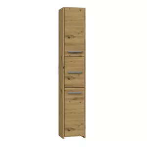 Bathroom storage cabinet top e shop S33 ARTISAN — Oak frame, freestanding, 6 shelves, 300×300×1700 mm