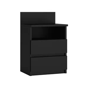 Naktsgaldiņš top e shop M1 CZARNA MAT — 2 atvilktnes, melns matēts, 400×320×590 mm