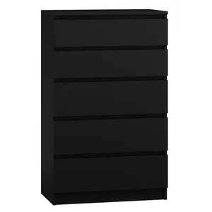 Комод Top e Shop M5 CZERŃ, 5 ящиков, чёрный, 700×400×1120 мм, ДСП