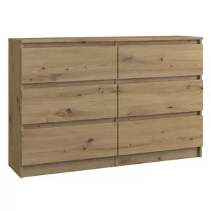 Комод top e shop M6 120 ARTISAN, цвет дуб, 6 ящиков, 1200×300×770 мм