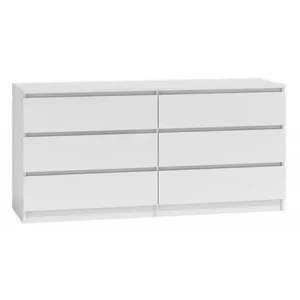 Комод top e shop M6 140 BIEL 2X3, белый, 6 ящиков, 1380×400×770 мм, ДСП