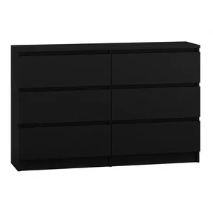 Комод top e shop M6 120 CZERŃ — 6 ящиков, чёрный, 1200×300×770 мм, ДСП