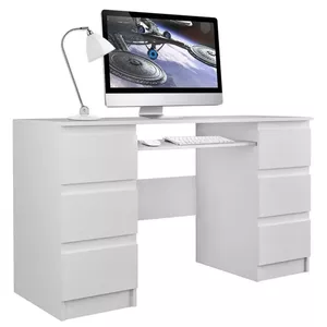 Datora galds top e shop KUBA BIEL MAT, taisns, taisnstūra virsma no skaidu plāksnes, 1300×510×760 mm
