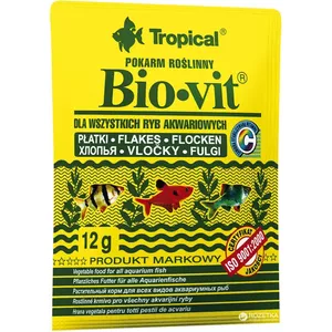 Сухой хлопьевый корм для рыб Tropical Bio-Vit 0.012 кг — белок 43%, жиры 11%, клетчатка 2%