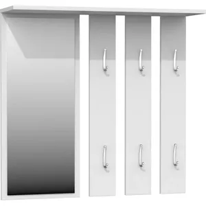 Drēbju pakaramais top e shop OPAL WIESZAK BIEL — kokšķiedras plātne, balts, 6 āķi, 850×150×820 mm