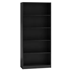 Офисный шкаф-стеллаж top e shop R80 CZERŃ — чёрный, 5 полок, ДСП, 800×300×1820 мм