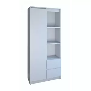 Офисный шкаф-книжный стеллаж Top e Shop RS-80 BILY BIEL, белый, ДСП, 7 полок, 800×350×1800 мм