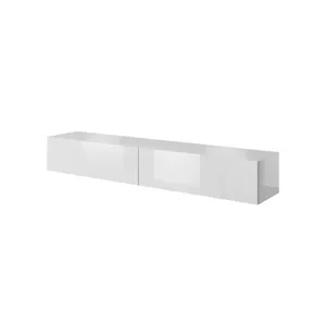 ТВ тумба cama meble SLIDE 200 — 2000×400×300 мм, белый глянец MDF столешница, белый каркас
