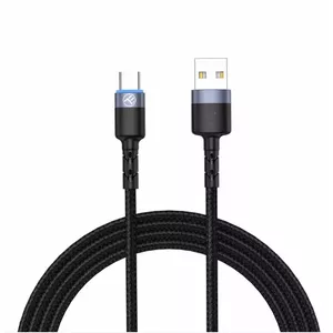 Data cable Tellur USB to Type-C LED nylon braided 1.2 m Black