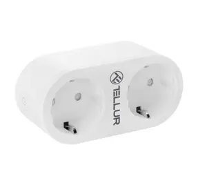 Умная розетка WiFi AC двойная Tellur TLL331061 16A 2400W для дистанционного управления и учёта потребления