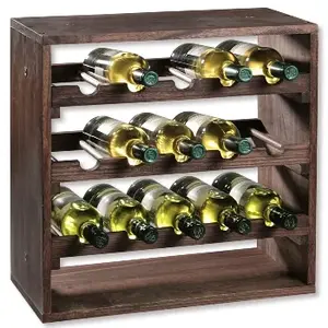 Wall-mounted wine rack KESPER 69243 — pinewood, 15 bottles, 500×500×250 mm