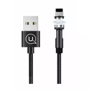 USB data and charger cable usams SJ472 — 1 m, Apple Lightning, rotatable magnetic connector, 2.1A, black