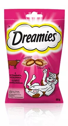 Sausā kaķu kārums Dreamies Adult liellops