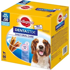 Лакомство для зубов собак Pedigree DentaStix 1.44 кг для взрослых средних пород — говядина и курица, уход за зубами, витамин E
