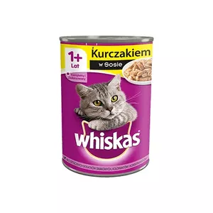 Влажный корм для кошек Whiskas 400 г — с курицей, для взрослых, банка