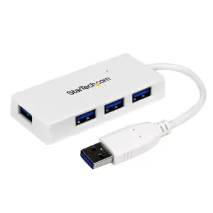 Портативный USB‑хаб 4 порта SuperSpeed StarTech ST4300MINU3W — 4× USB 3.2 Gen 1 Type‑A, 5 Гбит/с, белый