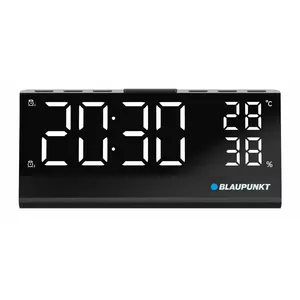Clock radio BLAUPUNKT CR10ALU — FM PLL, LED display, aluminium housing, 5V DC, 194×48×81 mm, black