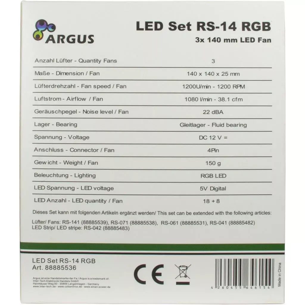 Ventilators Inter-Tech Argus RGB-Fan Set RS-14 Photo 8