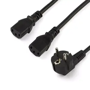 Power Y Cord StarTech PXT101YEU2M — 2 m, EU Schuko (CEE7/7) to 2× C13, 18AWG, 10A 250V, black