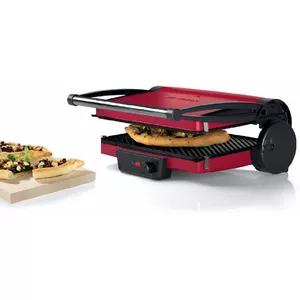Контактный гриль Bosch TCG4104 — 2000 Вт, прямоугольный, регулировка термостата, поверхность 328×238 мм, красный