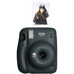 Fujifilm Instax Mini 11 kamera + Instax Mini Glossy (10pl) Focus 0,3 m - ∞, kokogles pelēks
