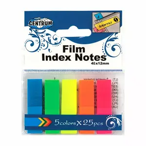Self-adhesive Index Tabs Centrum 12 x 45 mm, 5 colors, 5 × 25 pcs, plastic