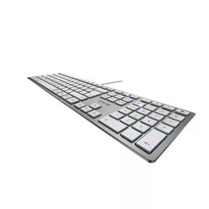 Keyboard CHERRY KC 6000 Slim Universal USB AZERTY Belgian Silver White