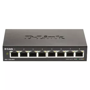 D-Link DGS-1100-08V2 tīkla pārslēgs Vadīts L2 Gigabit Ethernet (10/100/1000) Melns