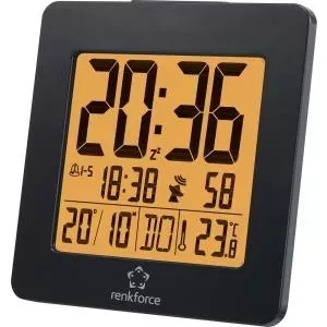 Alarm Clock Renkforce 1383425 Black — dual alarm times, compact bedside clock