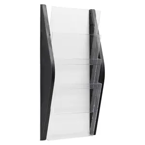 Helit H6270195 Wall-mounted Presentation Display with 4 DIN A4 Portrait Pockets in Black