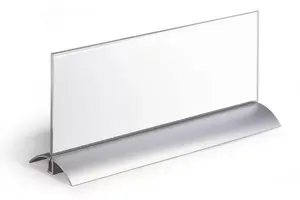 Durable 820319 Rectangular Nameplate, Acrylic and Aluminium, Silver/Transparent