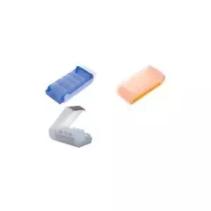 Card index box Helit BeeBox A8, translucent blue body with white lid