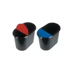 Waste bin Helit H6103994 oval PE black-green with surrounding grip edge