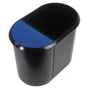 Waste Container Oval Plastic Black Blue Helit H6103993