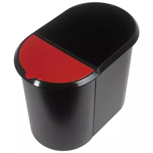 Waste Container Oval Plastic Black Red Helit H6103992